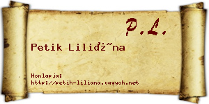 Petik Liliána névjegykártya